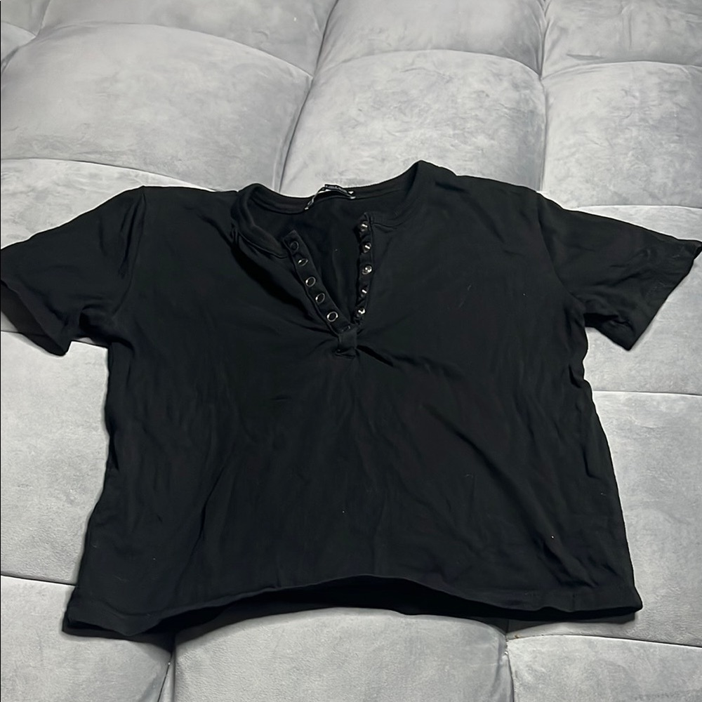 Zara Black Button-Up Women's Top